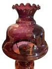Vintage Purple Glass Hurricane Lamp With Ornate Brass Base   Dual Light Function