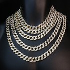 Iced Cubic-zirconia Miami Cuban Choker Link Chain Hip-hop Men s Gold Plated