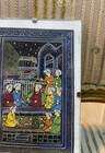 Vintage Persian Hand Painted Silk Miniature Painting Framed Islamic Art Decor