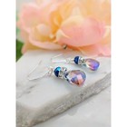 Faceted Metallic Blue Crystal Teardrop Silver Dangle Earrings  Ladies Handmade