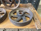 4 Antique 4 5 8    Cast Iron Wheels Industrial Cart Wagon Vintage Scale Hit Miss