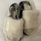 Ugg Disco Slide Women s Slippers Us 8 Cream black Shearling Fur Logo Strap