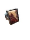 Artisan Rosetta Jasper Women   s Ring Silver Tone Sz 6 Southwestern Rectangle
