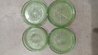 Set Of 4 Vintage Federal Uranium Depression Glass Vaseline Green Drink Coasters 