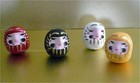 Set Of 4 Japanese 2 h Good Luck Daruma Doll red  Black  White yellow made Japan 