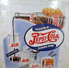 Retro Tin Metal Wall Hanging Sign    Pepsi Cola Fountain Served Here    17 x12 