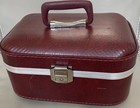 Vintage Burgundy Train Travel Case With 2 Keys