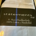 Vtg  Statements   Bt Men   s Handkerchiefs 6 Pc Set White 100  Cotton Nos Unopened