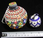 African Zulu Beaded Snuff Gourd Jug Handmade Folk Seed Bead Art   Xmas Ornament