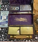  3  Vintage Gillette 3 Piece Gold   Silver Plate Razors W  Cases  circa 1910-40 