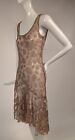 Antique Late 1920   s Ecru Dot Lace Dress W Full Skirting