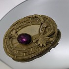 Victorian Art Nouveau Purple Faceted Glass Stone Brass Mesh Antique Brooch Pin