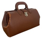 Antique Kruse Hard Brown Leather Doctors Bag Medical Bag House Call Bag  w  Key 