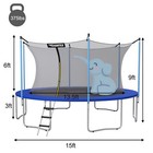 Topbuy 15 Ft Trampoline Combo Bounce Jump Safety Enclosure Net