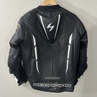 Scorpion Exo Leather Jacket Motorcycle Armored Full Zip Black White Sz L
