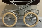 Vintage Peg Perego Pram Baby Carriage Brown Italy Chrome Spoke Wheels Bassinet