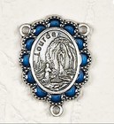 Scalloped Edge Our Lady Of Lourdes Blue Enamel Rosary Center Italian Centerpiece
