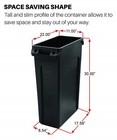 Rubbermaid Slim Jim Recycling Container Venting Channels Plastic 23 Gal Blue