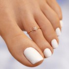 Solid Metal Women s Flower Leaf  Adjustable Toe Ring 14k Rose Gold Plated Silver