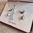 Sterling Silver 925 Cz Necklace Pendant Earrings Matching Set Wedding Formal