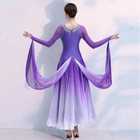 Sleeves Round Neck Gradient Women Dance Waltz Dress Rumba Dance Ball Gown