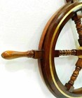 Antique 24  Nautical Brass Ring Wooden Ship Steering Wheel Vintage Wall Decor