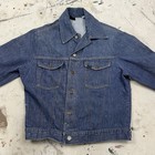 Vintage 60s Sears Roebucks Selvedge Denim Trucker Jacket Mens Medium Dark Wash