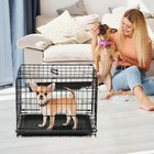 Foldable Metal Dog Crate Pet Kennel Cage With Tray For Small Dogs
