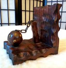 Vintage Sword Mace Medieval Dark Wood Bookends Mcm Retro Mancave Gothic Decor