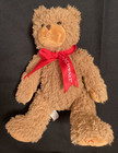 Fao Schwarz Brown Teddy Bear Red Ribbon 9  Seated Plush Stuffed Animal Toy