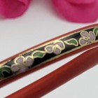 Vintage Chinese Cloisonne Cinnabar Carved Bangle Bracelet 8 