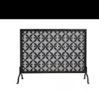 Vintage French Country Black Ornate Fireplace Screen Spanish Style Acorn