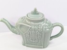 Vintage Green Pastel Glazed Ceramic  Celadon Elephant Tea Pot With Lid