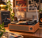 Vintage Vinyl Record Player With Built-in Speakers Bluetooth 3-speed Turntable