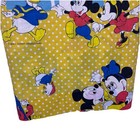 Vtg Disney World Twin Sheet Set Yellow Polka Dot Mickey Minnie Donald 4 Piece