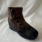 Antique Victorian Child   s Leather Button Boots Black Brown Size 3 Baby Shoes