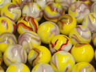 Large Lot 50 Purple  Yellow Jabo Wvmcc 2011 Contract Run Marbles   94