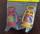 Vtg Cracker Jack Prize Jill Historical Metal Charms Yellow   Red Lanterns Nip