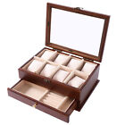 Vintage Watch Box 2 Layers Sycamore Wood Jewelry Large Storage Case Organizer