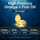 3x Strength Epa   Dha Omega 3 Fish Oil 2500mg  Highest Potency  60 120 Softgels