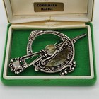 Celtic Irish Green Connemara Marble Stone Penannular Brooch Kilt Britain As Is