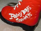 Vintage 5  High Rainy Days Savings Red Ceramic Shoe Boot Bank