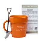 Gift For Gardeners - Handcrafted Terra Cotta Coffee Mug With Spoon   Flower