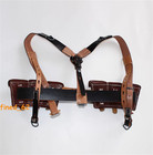 Wwii German Army Real Leather Belt Y-shape Double Straps 98k Ammo Pouch Replica