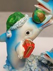 Vintage Christmas Dolphin Figurine Resin Sea Life Family Santa Hat Wave Decor