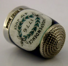 Peter Swingler American Independence Sterling Silver Enamel Thimble Sewing