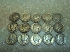 Lot Of 15 Unsearched Mercury Dimes 90  Silver Ag Mixed Dates Vintage Us Coins 