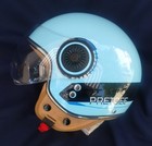 Pretoee 3 4 Open Face Motorcycle Helmet Blue Vintage Retro Scooter Dot New W bag