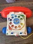 Fisher Price Phone Vintage 1961 Pull Toy Chatter Moving Eyes  747 Telephone Wood