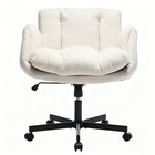 Swivel Office Chair Double Cushioned Desk Chair For Home Study Living Room Beige